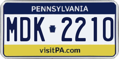 PA license plate MDK2210