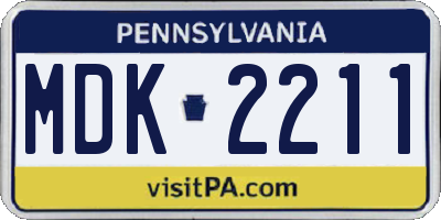 PA license plate MDK2211