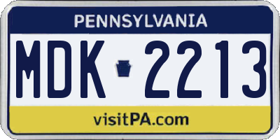 PA license plate MDK2213