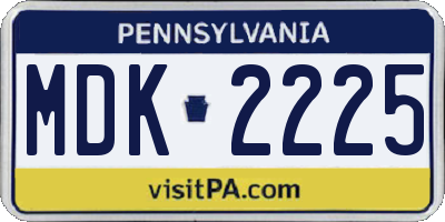 PA license plate MDK2225