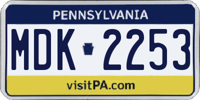 PA license plate MDK2253