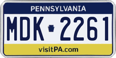 PA license plate MDK2261