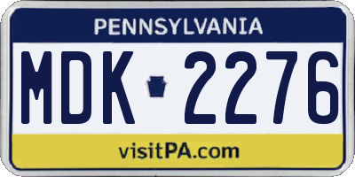 PA license plate MDK2276