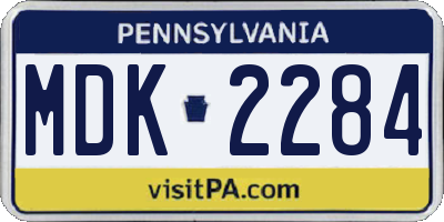 PA license plate MDK2284