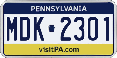 PA license plate MDK2301