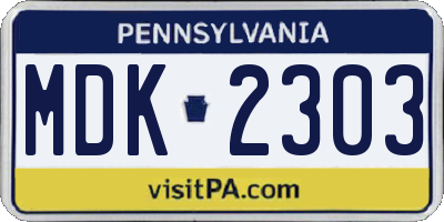 PA license plate MDK2303