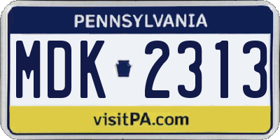PA license plate MDK2313