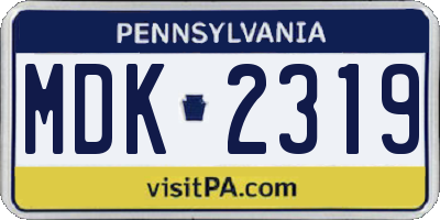 PA license plate MDK2319