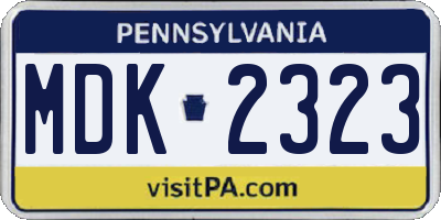 PA license plate MDK2323