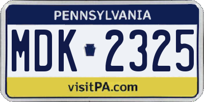 PA license plate MDK2325