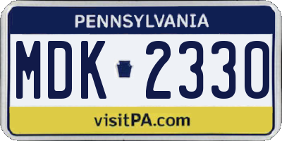 PA license plate MDK2330