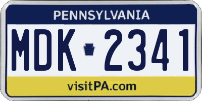 PA license plate MDK2341
