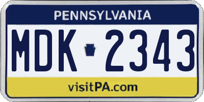 PA license plate MDK2343