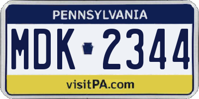 PA license plate MDK2344