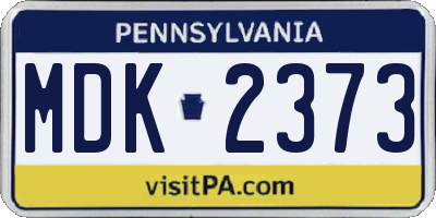 PA license plate MDK2373