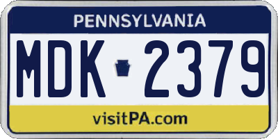 PA license plate MDK2379