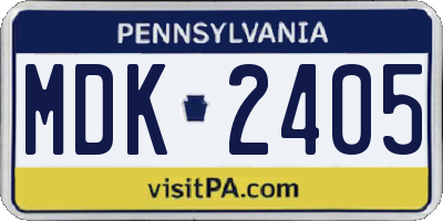 PA license plate MDK2405