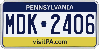 PA license plate MDK2406