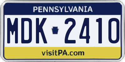 PA license plate MDK2410