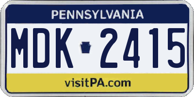 PA license plate MDK2415