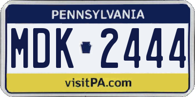 PA license plate MDK2444