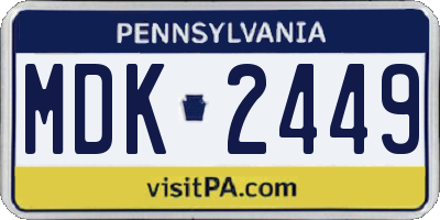 PA license plate MDK2449