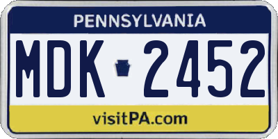 PA license plate MDK2452