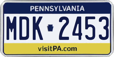 PA license plate MDK2453