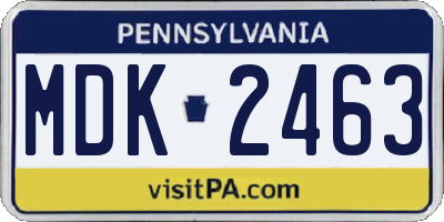 PA license plate MDK2463