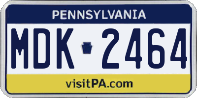 PA license plate MDK2464