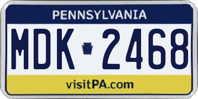PA license plate MDK2468