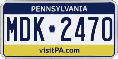 PA license plate MDK2470