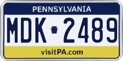PA license plate MDK2489