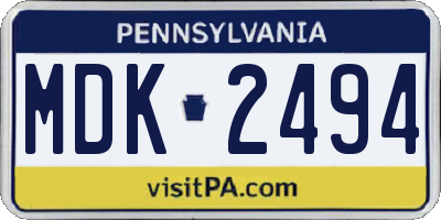 PA license plate MDK2494