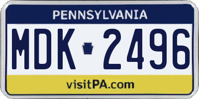 PA license plate MDK2496