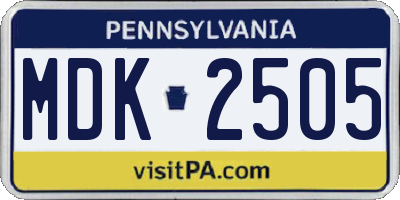 PA license plate MDK2505