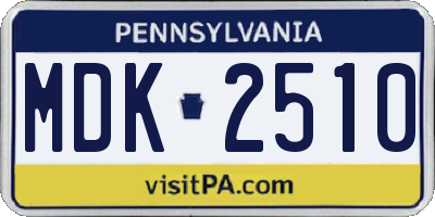 PA license plate MDK2510