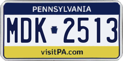 PA license plate MDK2513
