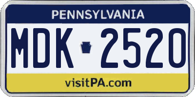 PA license plate MDK2520