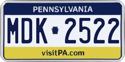 PA license plate MDK2522