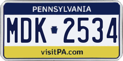 PA license plate MDK2534