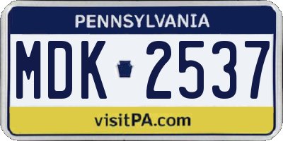 PA license plate MDK2537