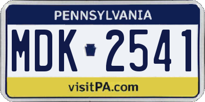 PA license plate MDK2541