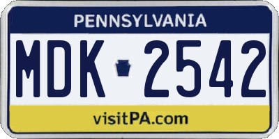 PA license plate MDK2542
