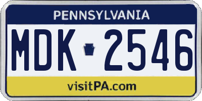 PA license plate MDK2546