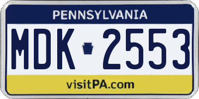 PA license plate MDK2553