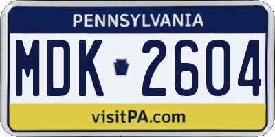 PA license plate MDK2604