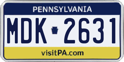 PA license plate MDK2631