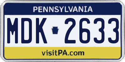 PA license plate MDK2633