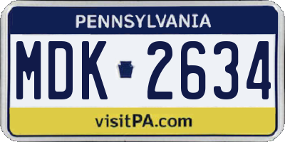 PA license plate MDK2634